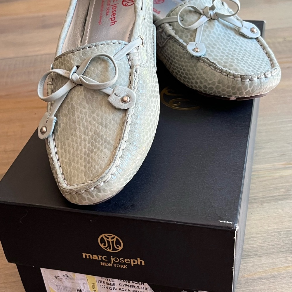 Marc Joseph New York Aqua Snake flats.  Leather Interior. NWOT